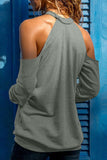 DAY DRINKING BECAUSE 2020 SUCKS Print Cold Shoulder Cut-out Long Sleeve Top