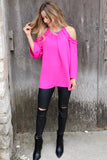 Ruffled Cold Shoulder Long Sleeve Top