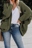 Chunky Knit Solid Cardigan with Pocket