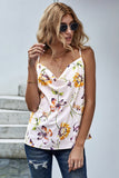 Floral Print Cowl Neck Spaghetti Straps Tank Top