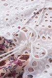 Floral Printed Eyelet Tassel Top