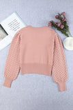 Textured Bubble Sleeve Knit Sweater