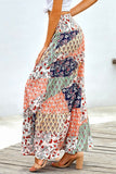 Boho Print Tie-Up Waist Long Maxi Skirt