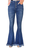 Frayed Hem Flared Denim Jeans