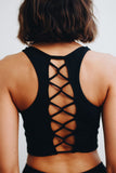 Black Lace Up Crop Top