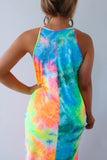 Multicolor Tie-dye Sleeveless Maxi Dress with Pockets