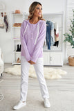 Kangaroo Pocket Button Lace Drawstring Hooded Pullover Sweater
