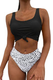 Leopard Print Knot High Waist Bikini Swimsuit