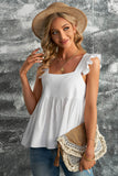 White Flutter Shoulder Babydoll Top