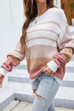 Slouchy Buttoned Shoulder Colorblock Sweater