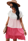 Loose Fit Ruffled Color Block Dress