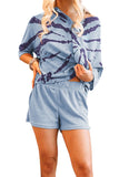 Tie-dye Print Waffle Knit Lounge Set