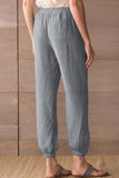 Drawstring Elastic Waist Pull-on Casual Pants with Pockets