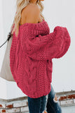 Stripe Color Block Bubblegum V-Neck Braided Knit Sweater