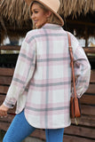 Pink Plaid Print Pocket Women Shacket