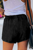 Elastic Waist Drawstring Denim Shorts