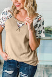Khaki Leopard Raglan Sleeve Knit Tee