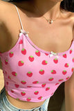 Cherry Print Crop Spaghetti Straps Camisole