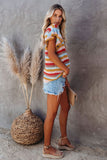 Striped Ruffle Short Sleeve Knit Top