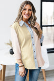 Sky Blue Plaid Color Block Long Sleeve Shirt