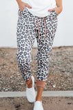 Leopard Print Elastic Waist Jogger Pants