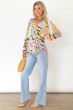 color Tropical Fish Skin Crinkle Long Sleeve Shirt
