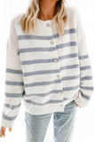 Striped Print Buttoned Sweater Cardigan