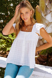 Puckered Texturing Ruffled Cap Sleeves Babydoll Top