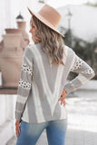 Animal Print Accent V Neck Sweater