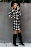 Gingham Balloon Sleeve Sweater Dress