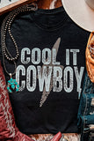 WILD WEST RODEO Letter Western Pattern Print Graphic T Shirt