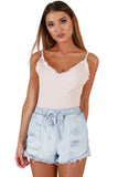 Dark Blue Wash Distressed Denim Shorts