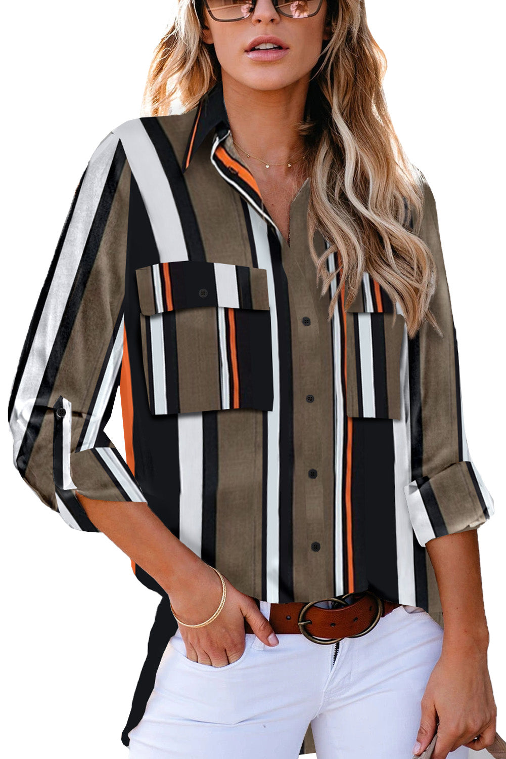 Striped Modern Shirt with Pockets