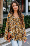 Multicolor Floral Printed Front Tie V Neck Blouse