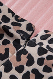 Leopard Color Block Cold Shoulder Shift Mini Dress