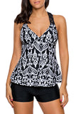 Patchwork Printed Tankini Swimwear Top