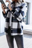 Plaid Print Buttoned Shirt Coat with Pocket