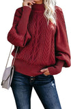 Housewarming Cable Knit Balloon Sleeve Sweater