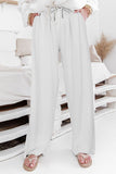 High Waist Drawstring Wide Legs Casual Pants