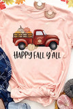 Pink Happy Fall Pumpkin Truck Graphic Tee