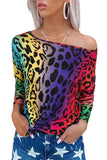 Colorful Leopard Gradient Loose Blouse