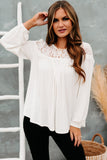 White Lace Detail Long Sleeve Top