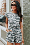 Cap Sleeve Open Back Camo Romper