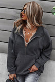 Quilted Patch Half Zipper Sweatshirt