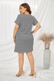 Plus Size Striped Pocket T-shirt Dress