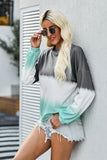 Multicolour Color Block Tie Dye Pullover Sweatshirt