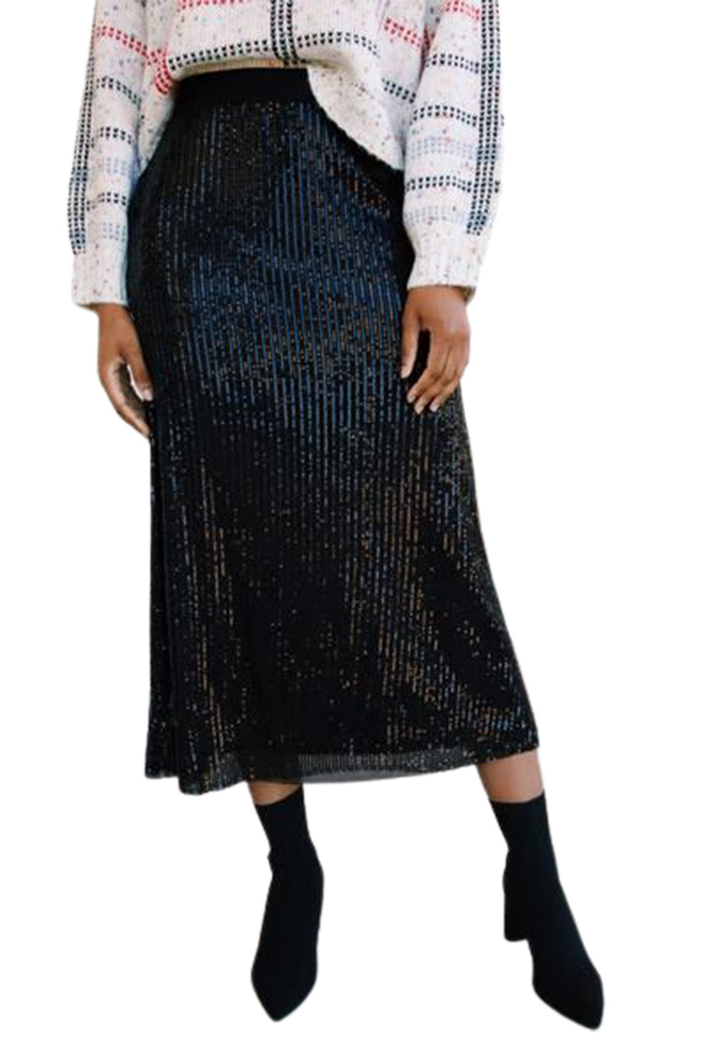 Sequin High Waist Bodycon Mid Skirt