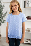 Swiss Dot Little Girl Short Sleeve Top