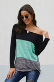 Color Block Crew Neck Blouse