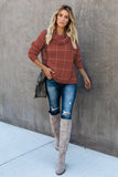 Beige Grid Pattern Turtleneck Sweater